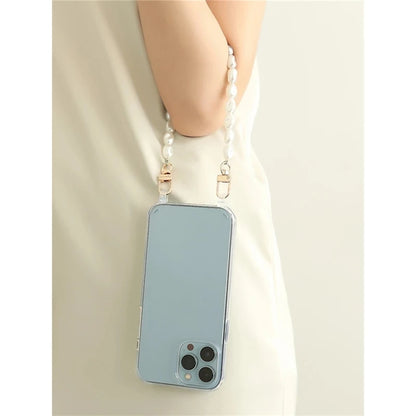 DIY Luxury Pearl Chain Crossbody Strap Shockproof Acrylic Lanyard Phone Case for iPhone 16 14 13 12 PRO 15 Pro Max X XS 7 8 Plus
