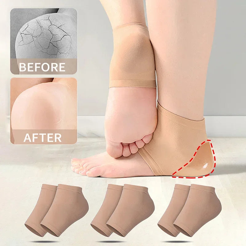 3 Pairs Silicone Gel Moisturizing Socks For Women Men Dry Cracked Heel Treatment, Heels Soften Repair Care Exfoliating