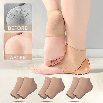 3 Pairs Silicone Gel Moisturizing Socks For Women Men Dry Cracked Heel Treatment, Heels Soften Repair Care Exfoliating