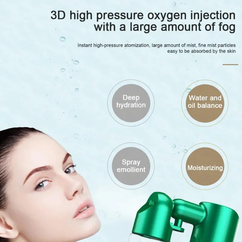 New 80ml Oxygen Injection Instrument Water Replenishing Spray Household Hand-held Face Cold Spray Humidifier Beauty Health
