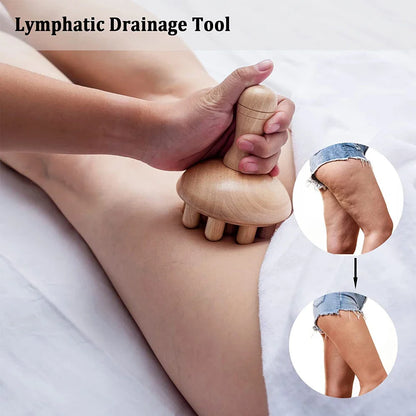 Wooden Mushroom Shape Massage,Manual Wood Therapy Massage Tool,Anti Cellulite,Maderoterapia,Lymphatic Drainage,for Full Body Use