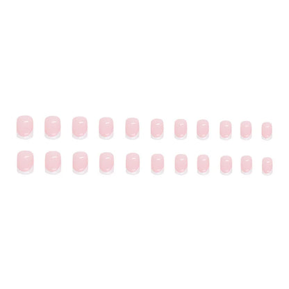 24 Square Short Fake Nails +1 Nail File +1 Piece of Jelly Glue