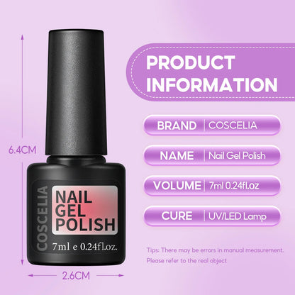 Coscelia Nail Gel Polish Set 7ml Jelly Nail GelCrystal Translucent Clear Pink Nail Art Semi Permanent Soak Off UV LED Varnish