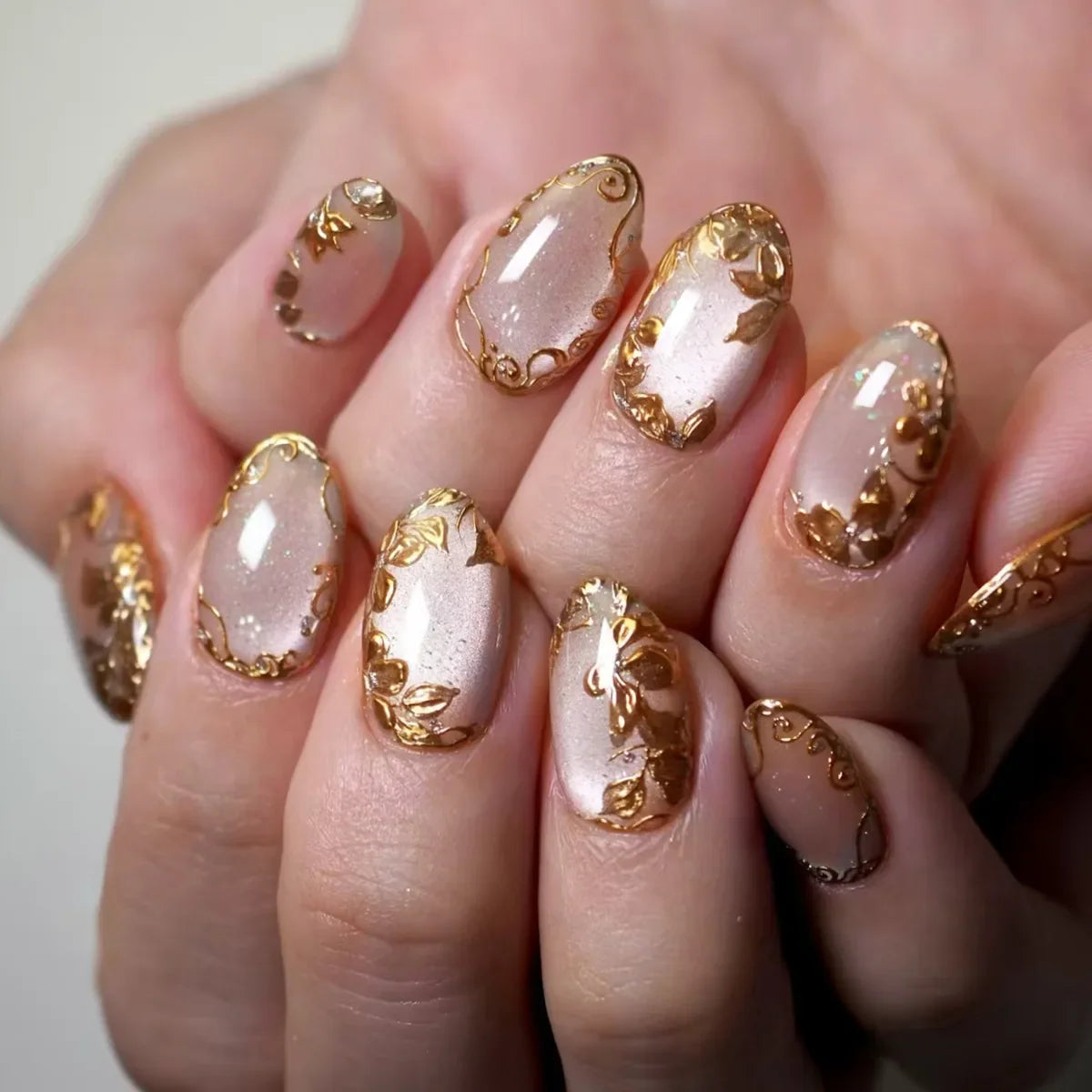 24pcs/Box Long Coffin False Nails Art Rose with Glue Wearable Nude Pink White Color Jelly Nails Tips Full Cover Press on Nails
