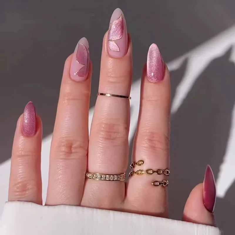 24Pcs Solid Nude Color Fake Nails with Jelly Glue Short Almond Press on False Nails Wearable Oval Finished Full Cover Nail Tips