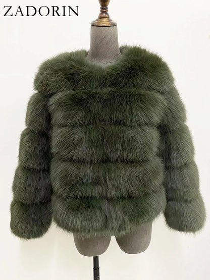 ZADORIN S-6XL Mink Coat Winter Black White Faux Fur Coat Woman Elegant Fluffy Faux Fur Jacket Top Short Fur Coats Woman Clothing