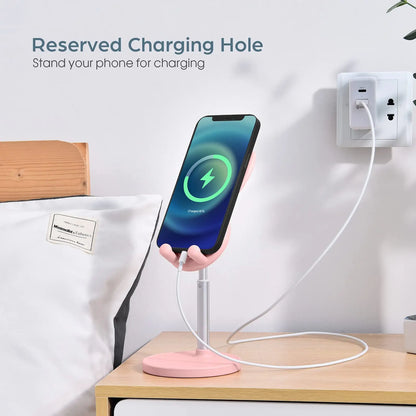 Cute Rabbit Phone Holder Stand Desktop Angle Height Adjustable Bunny Phone Stand for Selfie Watch Drama Support Bracket Table