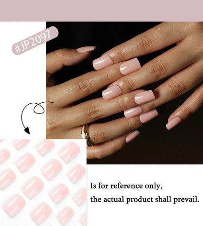 Solid Color Wearable Nail Art Fashion Red Blue Rose Pink Square Shape Finished False Nails Press on Nails with Glue Wholesale