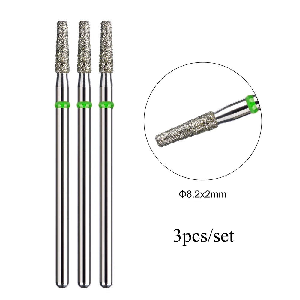 TP 3pcs/set Flame Diamond Nail Drill Bits 3/32'' Russian Electric File Bits Milling Cutter for Manicure Cuticle Remove Nail Tool