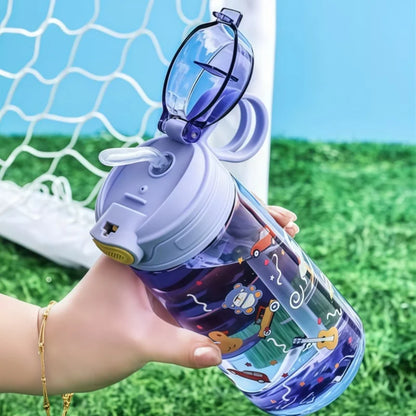 550ml Cartoon Animal Water Bottle Portable Safety Lock Cute Straw Cup Kids Leak-proof Drinking Jug For Outdoor Camping Travel