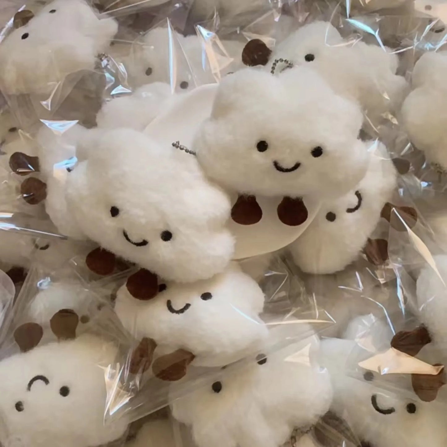 Cute Plush Smile Cloud Keychain Cotton Stuffed Doll Toy Keyring Backpack Bag Pendant Car Key Chains For Women Girls Gift