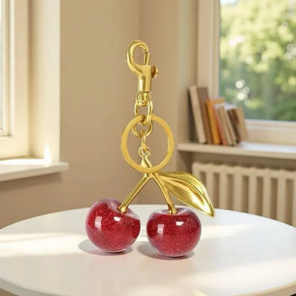 EVISPOL Fashion Red Cherry Keychain Summer Fruits Cherries Pendant Keyring for Women Men Jewelry Bag Accessories Gift
