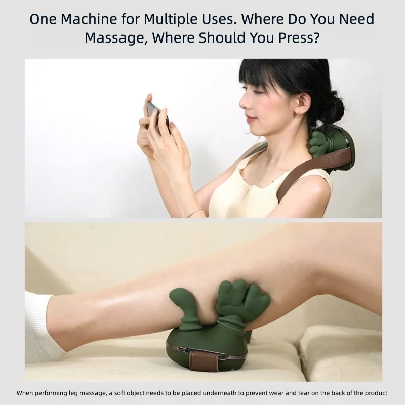 Bionic Neck Shoulder Massager Heated Back Massagers Electric Kneading Muscles Massage Pillow Neck Waist Leg Body 3-Level Modes