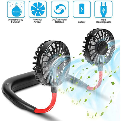 Best Seller Wearable Leafless Fan USB Rechargeable Bladeless Cooling Mini Foldable Portable Travel Sports Neck Fan