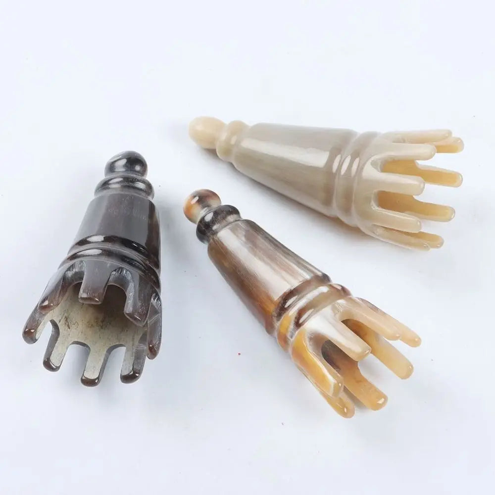 Scalp Massager Brush Ox Horn Massage Comb Acupoint Gua Sha Scrapping Head Long Pointed Shampoo Comb Relaxation Therapy