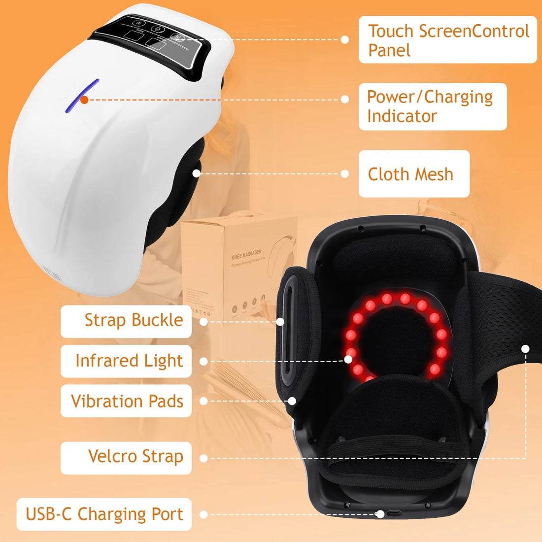 Electric Heating Massage Knee Pads Wireless Heated Knee Massage Wormwood Constant Temperature Hot Compress Vibration Massage