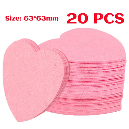 200Pcs Compress Face Wash Puff Reusable Heart Shape Sponges Face Cleansing Pads Strong Water Absorption Natural Wood Pulp Cotton