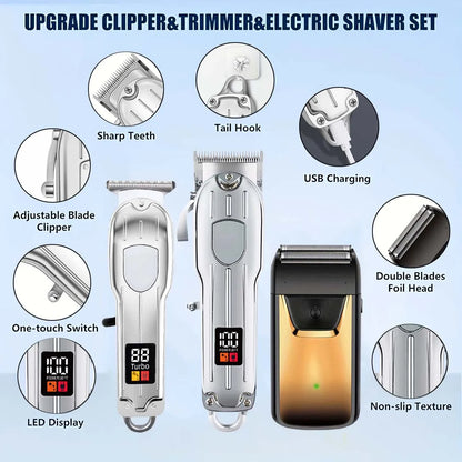 Hair Clippers Set for Men, Cordless Hair Clipper Shaver Beard Trimmer, Hair Cutting Machine for Men, Holiday Gift for Him