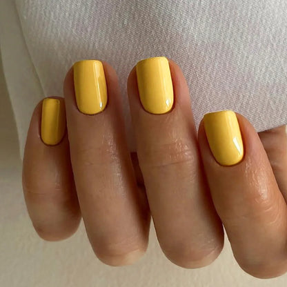 24Pcs Solid Color Press on Nails Short Square Round Fake Nail Glossy Dark Nail Art Wearable Detachable Autumn Winter False Nails