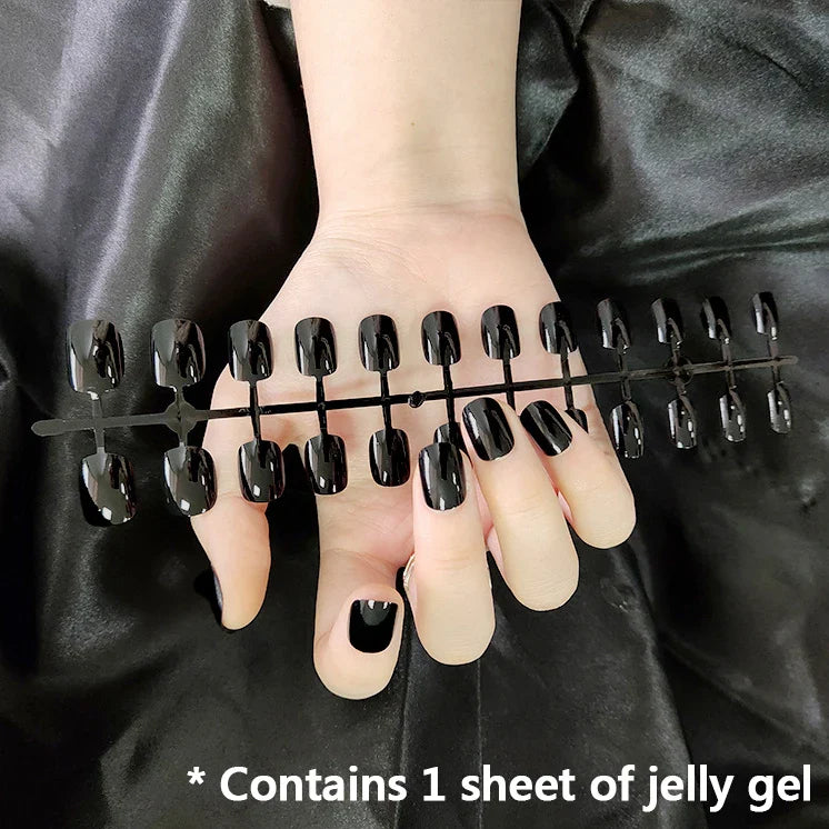 Classic Pure Color Nail Art Fashion Short Square Fake Nails Solid Color Detachable Finished False Nails Press on Nails with Glue