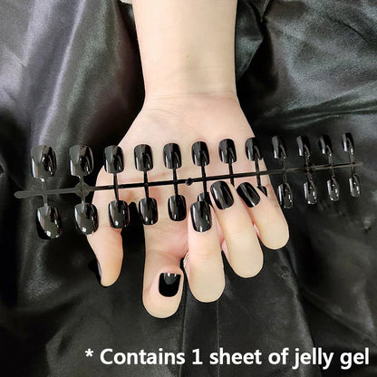 Classic Pure Color Nail Art Fashion Short Square Fake Nails Solid Color Detachable Finished False Nails Press on Nails with Glue