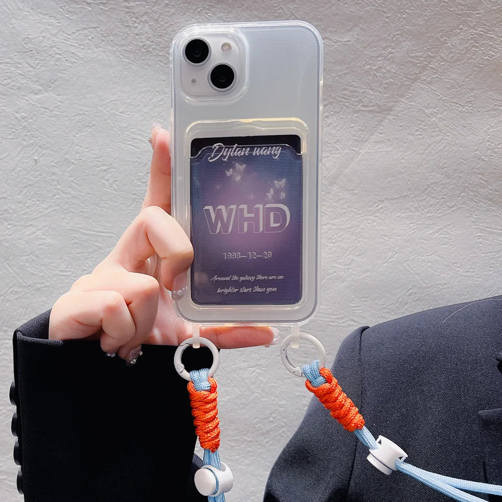 Card Holder Phone Case For iPhone 16 Pro Case iPhone 11 12 13 14 15 17 Pro Max SE XR 7 8 Plus Crossbody Lanyard Strap Rope Cover