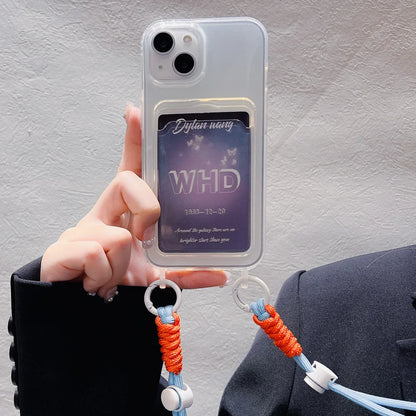 Card Holder Phone Case For iPhone 16 Pro Case iPhone 11 12 13 14 15 17 Pro Max SE XR 7 8 Plus Crossbody Lanyard Strap Rope Cover
