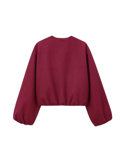 Oversized Soft Bomber Jacket for Women, Long Sleeve Coat, Front Zipper, Female Outerwear, Chic Tops, Fashion