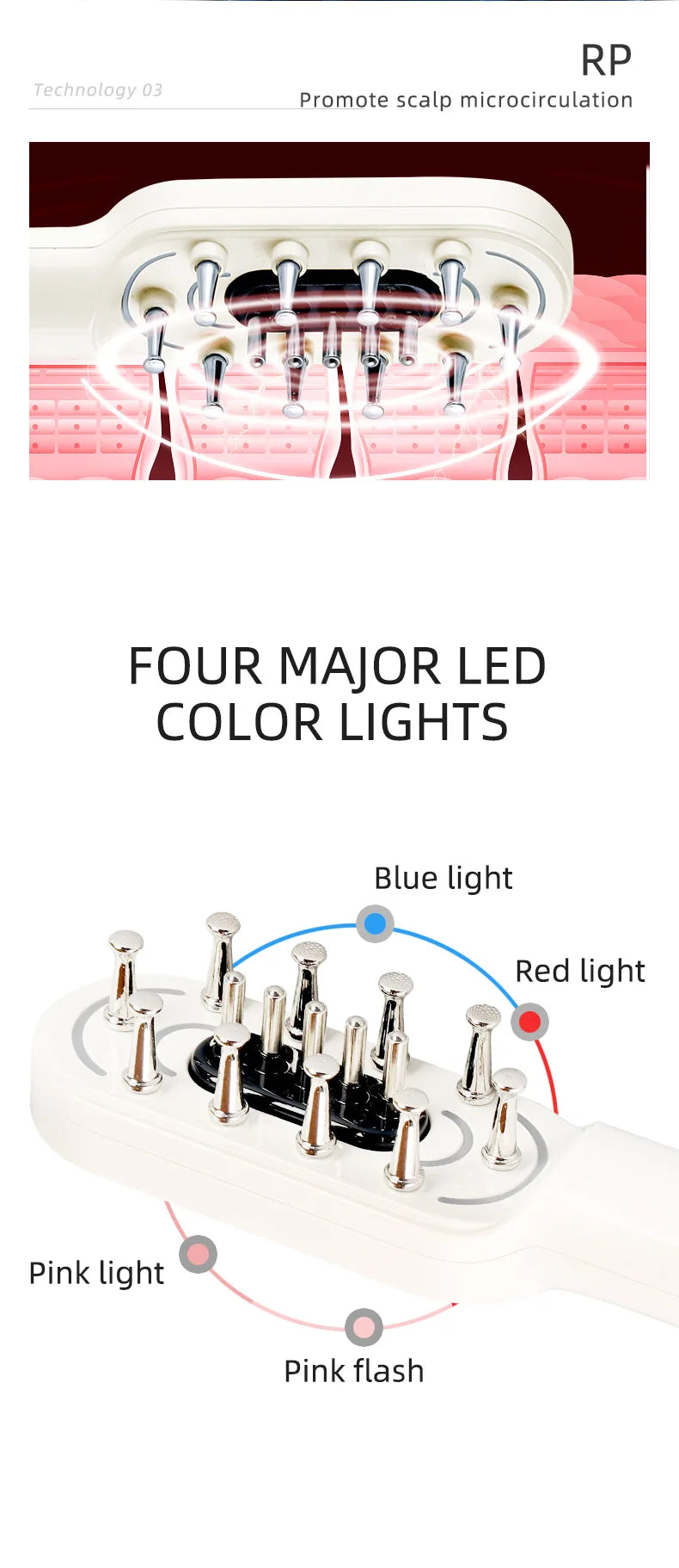 KSKIN LED Red Light Therapy Electric Massage Comb Hair Growth Applicator Anti-Hair Loss Head Massage Hair Brush Scalp Treatment