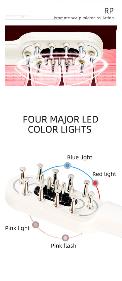 KSKIN LED Red Light Therapy Electric Massage Comb Hair Growth Applicator Anti-Hair Loss Head Massage Hair Brush Scalp Treatment