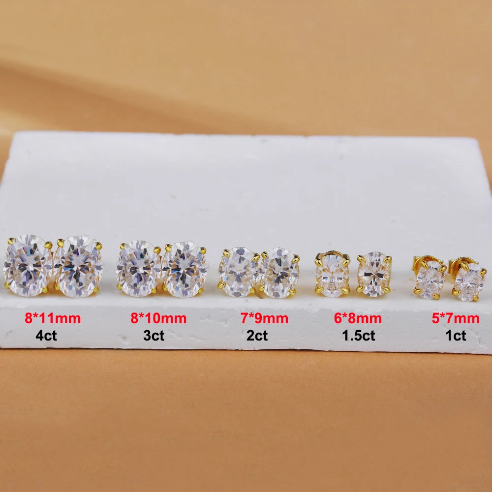 1-4ct Oval Cut Moissanite Stud Earring for Women Men D Color Sparkling Diamond 925 Sterling Silver Ear Studs Party Jewelry Gifts