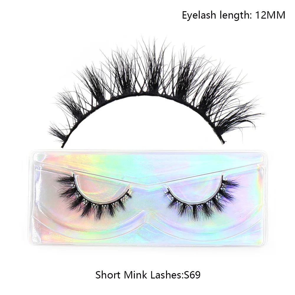 LEHUAMAO Makeup Mink Lashes 3D Short Mink Eyelashes Natural False Eyelashes Fluffy Mink Lashes Extension 12mm-15mm Eyelashes