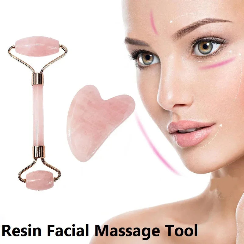 Face Slim Skin Massager Roller Set Guasha Board Resin Scraper Wrinkle Remover Massage Roller for Facial Lifting Care Tool