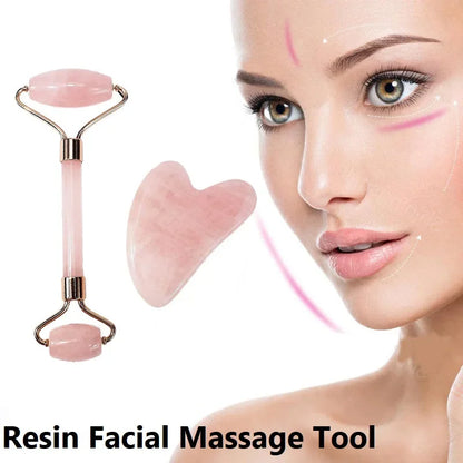 Face Slim Skin Massager Roller Set Guasha Board Resin Scraper Wrinkle Remover Massage Roller for Facial Lifting Care Tool