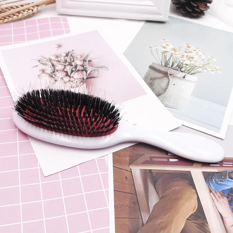 1PC Oval Boar Bristle & Nylon Hair Comb Mini Anti-static Hair Scalp Massage Comb Hairbrush Salon Hair Brush Styling Tools