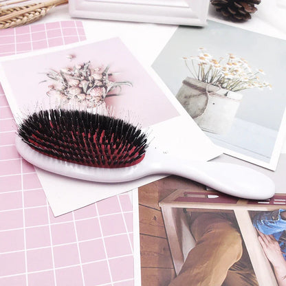 1PC Oval Boar Bristle & Nylon Hair Comb Mini Anti-static Hair Scalp Massage Comb Hairbrush Salon Hair Brush Styling Tools