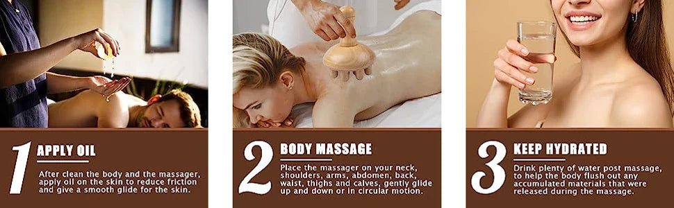 Wooden Mushroom Shape Massage,Manual Wood Therapy Massage Tool,Anti Cellulite,Maderoterapia,Lymphatic Drainage,for Full Body Use