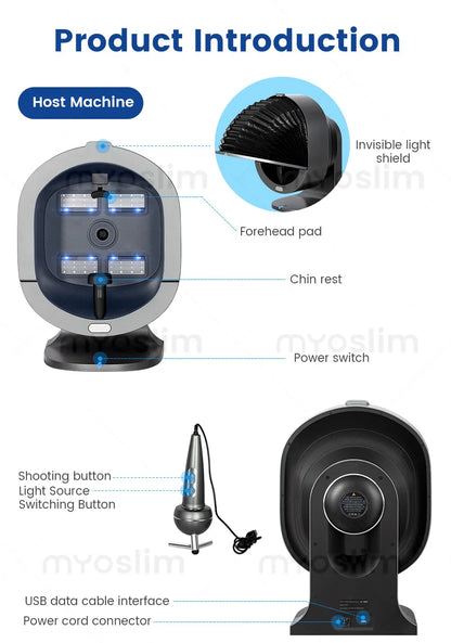 Salon-Grade Skin Analyzer Camera Multispectral imaging- 36MP HD Facial Skin Detection for Acne/Aging/Pigmentation Skin Care