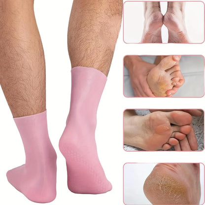Moisturizing Silicone Socks, Reusable Men's and Women's Pedicure Socks for Dry, Cracked and Rough Foot Skin, Highly Elastic, Non