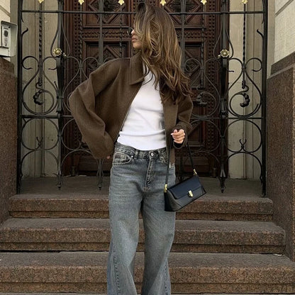 Autumn Jackets Women's 2025 New Coats Chic Loose Lapel Warm Street Women's Jackets Simple Casual Joker Youth Outerwear