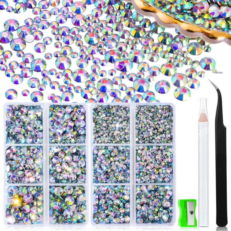 Mix Size Glitter Resin Non Hotfix Rhinestones Box стразы DIY Nails Crystals Strass Diamond for Nail Art vestidos 원피스 elbise Dres