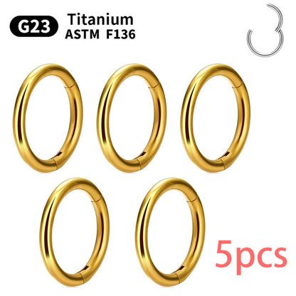 1/5Pcs Nose Rings G23 Titanium Lip Ring For Women And Men Piercing Jewelry Hoop Earrings Mixed Color Body Clips Hinged