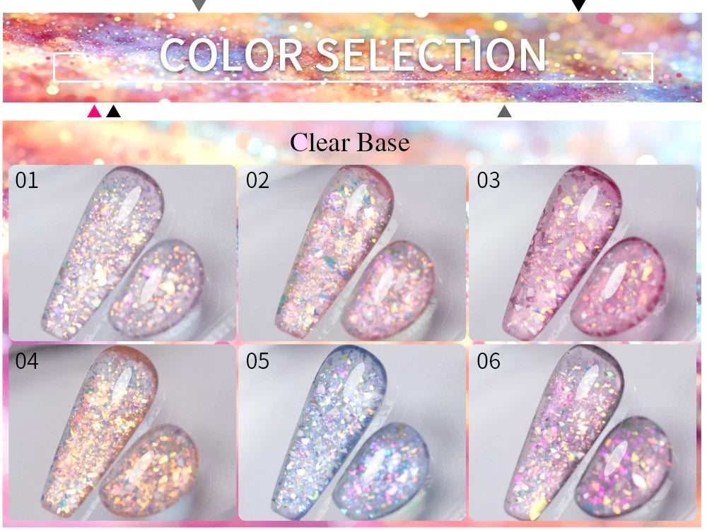 BOZLIN 5ml Sparkling Chameleon Mica Shell Gel Polish Colorful Sequins Manicure Semi Permanent Soak Off Nail Art Gel Varnish