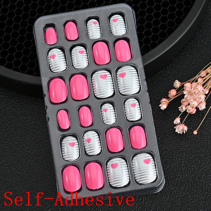 12pcs/Box Children Acrylic Fake Nails Safe Non-Toxic Adhesive Fake Nail DIY Artificial Fingernails for Girls Children's Day Gift