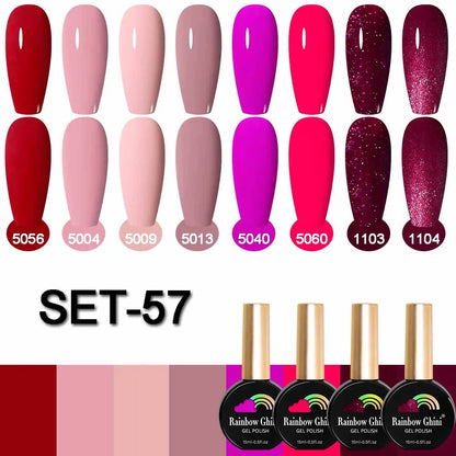 Rainbow Ghini 15ML 8Pcs/Set Nude Glitter Gel Nail Polish HEMA TPO FREE Colorful Nail UV LED Hybrid Gel Varnish All For Manicure