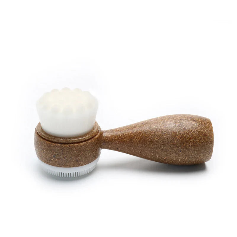 1Pc Coconut Shred Handle Facial Brush Double Sided Facial Cleanser Blackhead Removing Pore Cleaner Exfoliating Facial Brush
