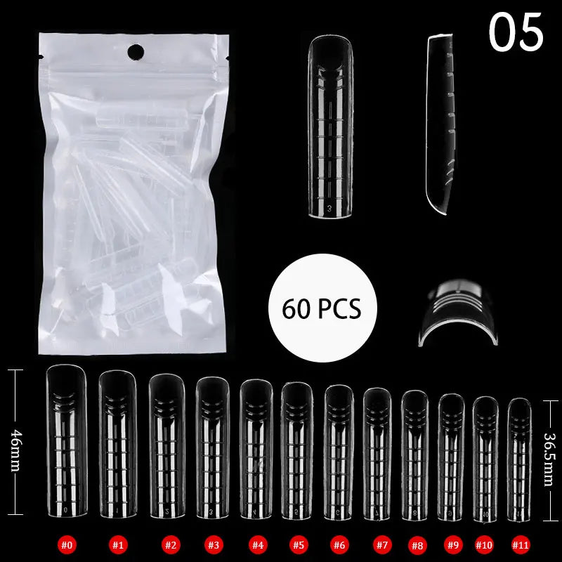 60Pcs Dual Nail Forms Extension Tips Mold Quick Buliding False Nails Short Almond Acrylic Upper Forms Diy Art Manicure Tool