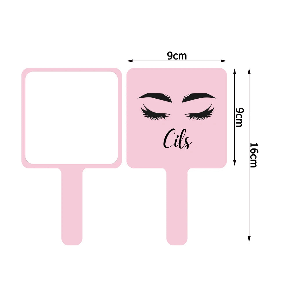 1 Pc Eyelash Extension Mirror Pink/Black/White Small 9x9cm Square Shape Portable Lash Artist Handheld Mirror Salon Accessories