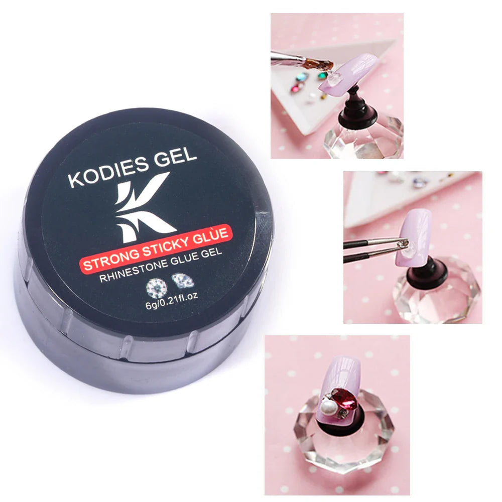 KODIES GEL Super Strong Nail Glue Rhinestones Adhesive Nail Art Sticky Gel Glue For Rhinestone Gem Jewelry Nail Art Decorations