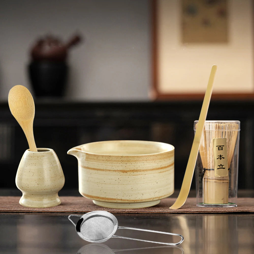 6PCS Japanese Matcha Tea Set Safe Bamboo Whisk Teaspoon Tea Sets Indoor Beverage Shop Tea-making Tools Accessories